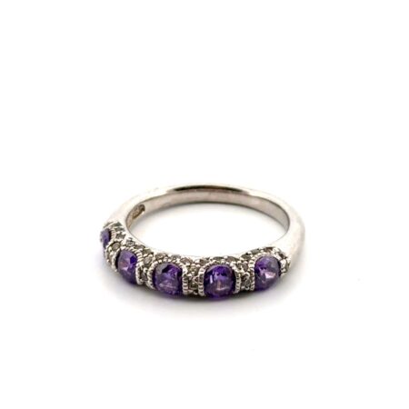Size: 9 Joseph Esposito Purple CZ 925 Sterling Silver Band Ring 4.2g