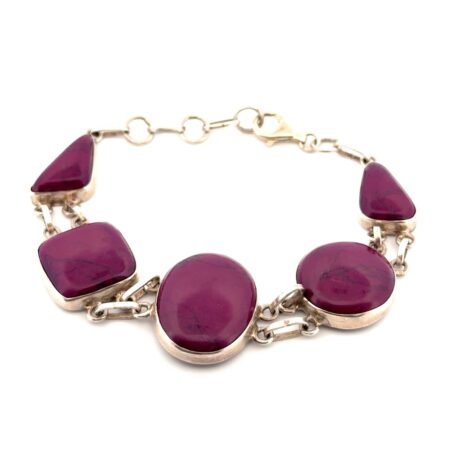 8” Purple Sugilite 925 Sterling Silver Link Bracelet 20.5g