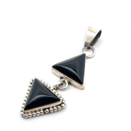 925 Sterling Silver Onyx Dangle Pendant, 7.0g