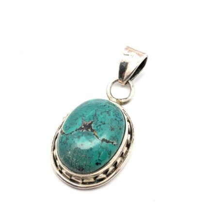 925 Sterling Silver Turquoise Pendant, 5.9g