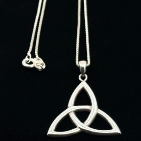 18” Sterling Silver Trinity Irish Knot Box Chain Pendant Necklace, 5.3g