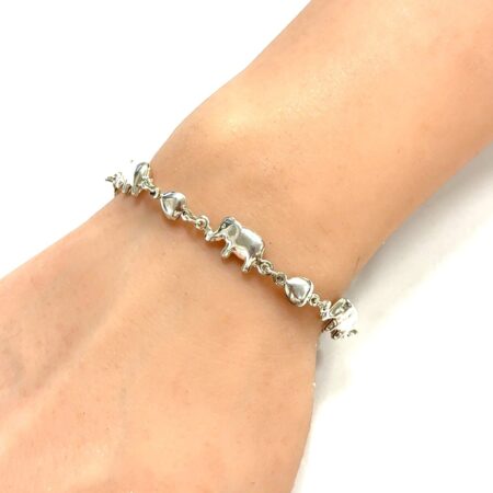 7” Italy 925 Sterling Silver Elephant Link Bracelet 3.8g