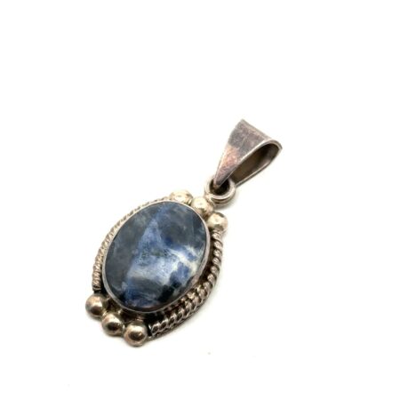 Vintage Taxco 925 Sterling Silver Sodalite Stone Pendant, Mexico, 16.0g