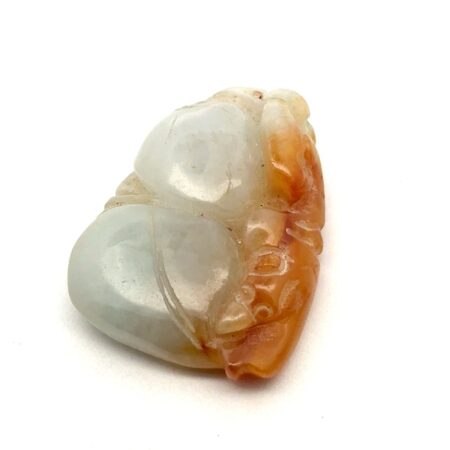 Chinese Carved Nephrite Jade Double Gourd Hulu Bat Pendant Russet Skin Fortune