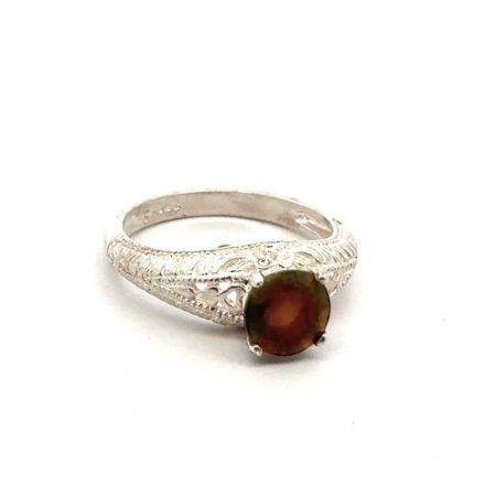 Size-6.5 925 Sterling Silver Uranium Dragon’s Breath Art Glass Ring, 2.7g