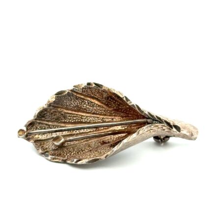 Vintage 925 Sterling Silver Textured Leaf Brooch/Pin 10.6g