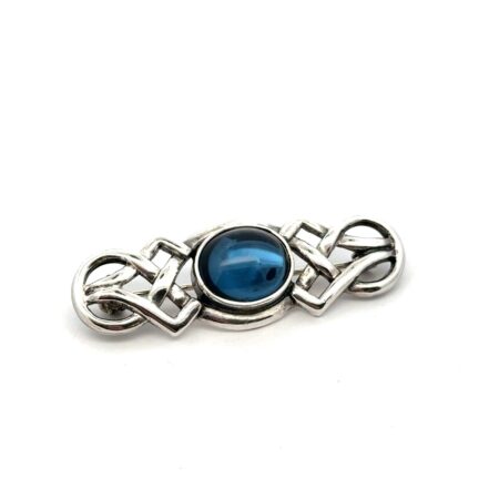 BOMA 925 Sterling Silver Blue Glass Pin, Celtic Knot, 8.5g