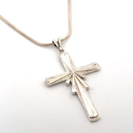 22” 925 Sterling Silver Snake Chain Cross Pendant Necklace 15.9g