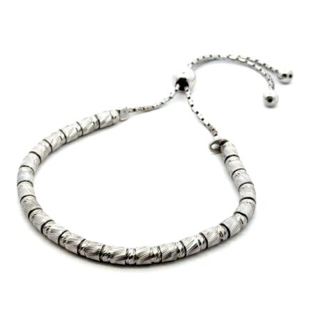 8” 925 Sterling Silver Bolo Style Rolling Beads Bracelet, 6.6 Grams