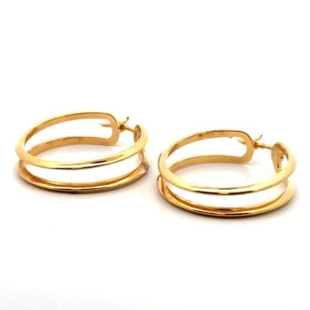 Bellezza Sterling Silver Bronze Polished Double Hoop Earrings, 9.5g