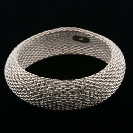 7” Vintage 925 Sterling Silver Wide Mesh Bangle Bracelet 42.6g