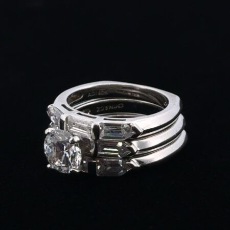 Size: 7.5 ADI 925 Sterling Silver Euro Shank Triple CZ Wedding Ring Set 10.5g
