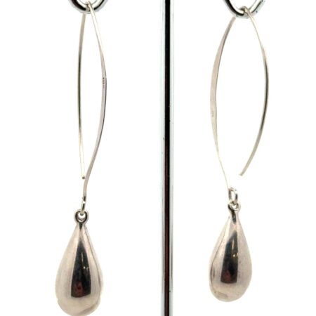 925 Sterling Silver Long Ear Wire Teardrop Dangle Earrings, 4.2 Grams