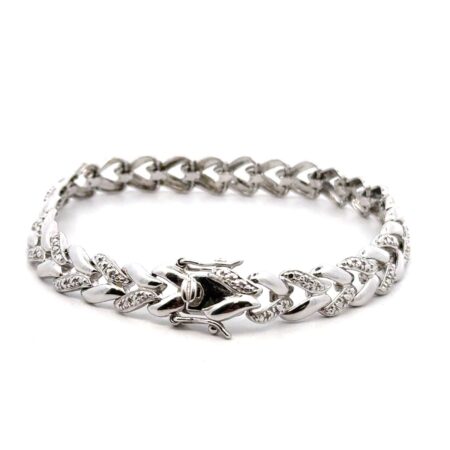 7.5” Ross Simons 925 Sterling Silver Heart Link Bracelet, 13.6 Grams
