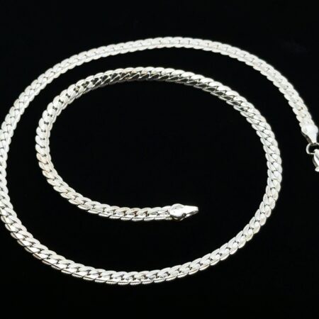19” 5mm Rhodium Player 925 Sterling Silver Tight Curb Chain, 19.1g