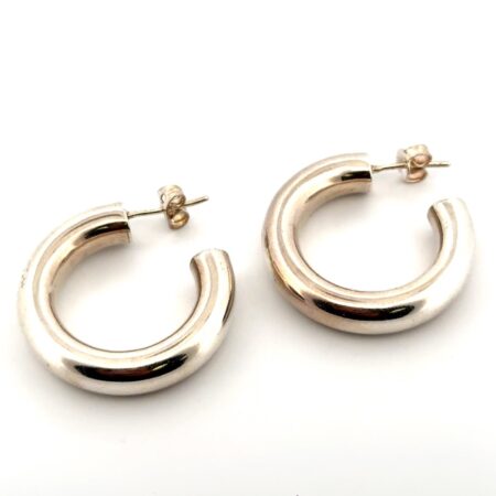Chunky 925 Sterling Silver Tube Hoop Earrings 6.8g