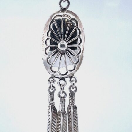 Sterling Silver Handmade Pierced Earrings - Concho Design w/ Feathers 3.6 grams