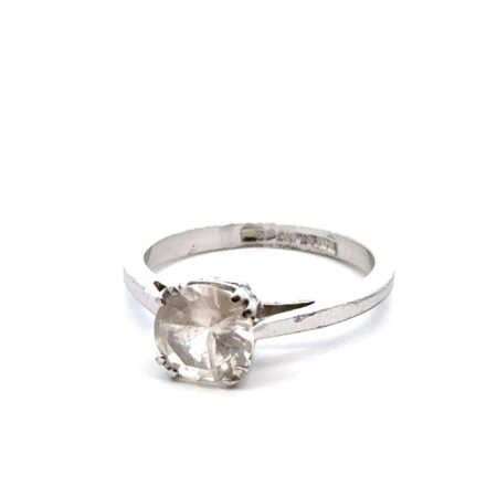 Size-7 .925 Sterling Silver White Topaz Solitaire Ring, 2.3g