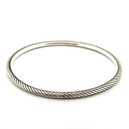 7.25” x 2.5mm Vintage David Yurman 925 Sterling Silver Cable Bangle Bracelet 8g