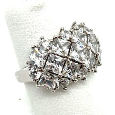 BBJ Sterling Silver Cubic Zirconia Cocktail Ring - Size 6.5 5.3 grams
