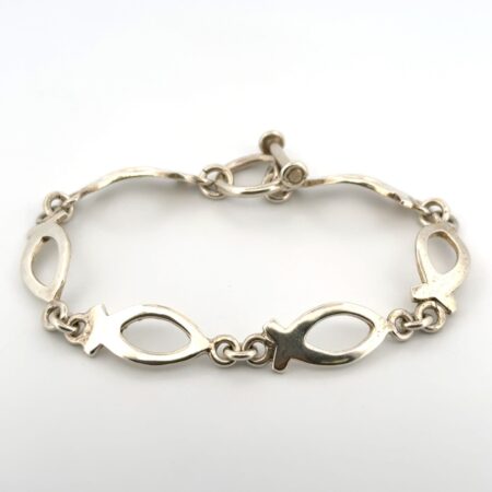 7” Ichthus Link 925 Sterling Silver Toggle Clasp Bracelet 19g