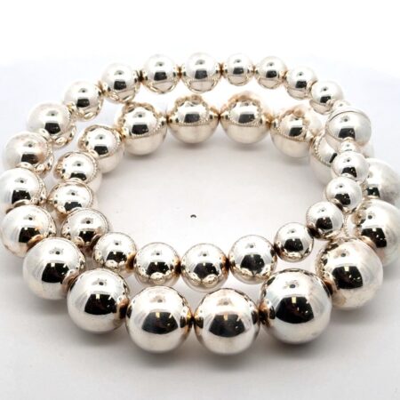 20” .925 Sterling Silver Graduated 9mm To 18mm Ball Bead Necklace, 76.0g