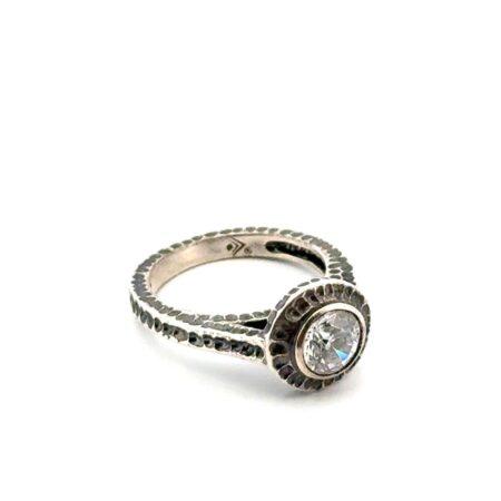 Size: 5 Silpada 925 Sterling Silver CZ Hammered Ring 3.7g