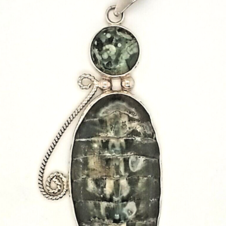 Sterling Silver Chiton Fossil Pendant 19.3 grams