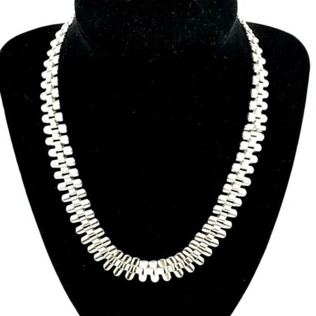 925 Sterling Silver Bar Link 17" Necklace w/ Matching 7" Bracelet Set