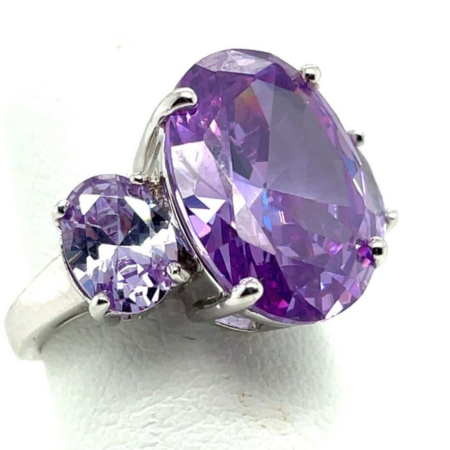 BBJ Sterling Silver Imitation Amethyst Ring - Size 6, 8.1 grams