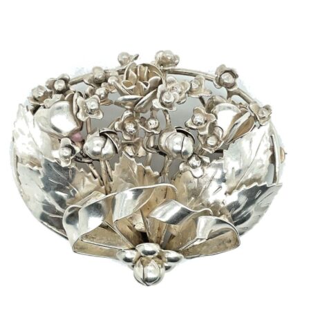 Large Vintage Signed Hobe 925 Sterling Silver Floral Pin / Brooch 35.7 grams
