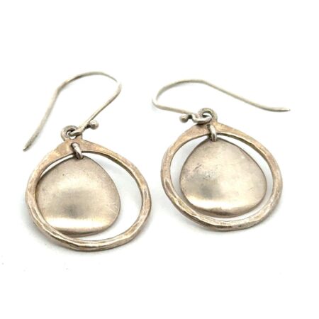 Silpada 925 Sterling Silver Oxidized Hammered Disc Dangle Earrings, W1426, 6.5g