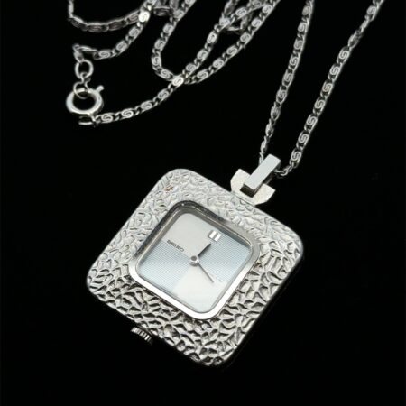 Vintage Seiko 21-1100S Manual Wind 17 Jewel Pendant/Pocket Watch + 30” Chain