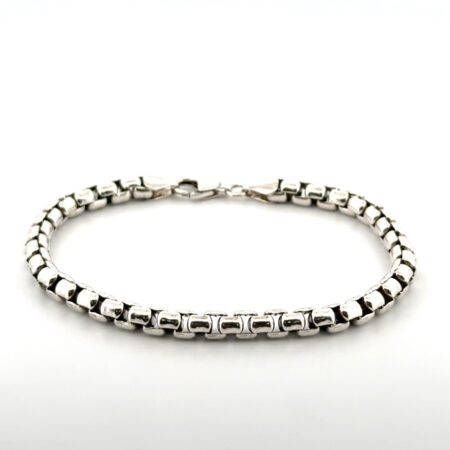7.25” Rounded Box Chain 925 Sterling Silver Bracelet 21.7g