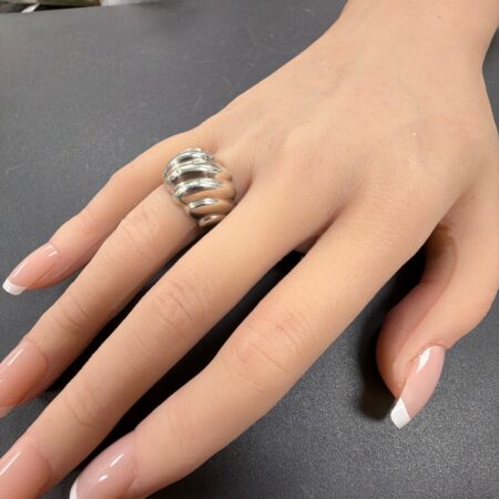 925 Sterling Silver Vintage Ribbed Wide Ring 9.8 Grams Size 6