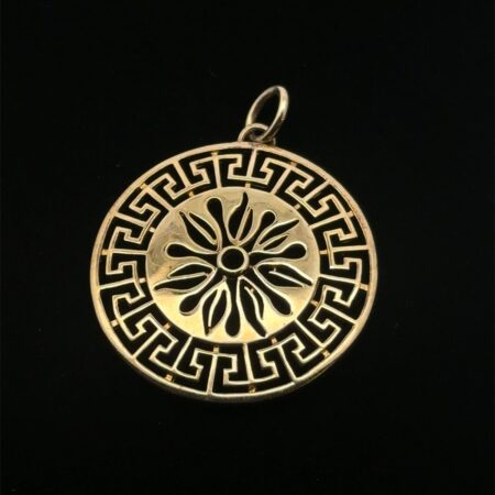 Ross Simons Sterling Silver Gold Plated Cut Out Flower Greek Key Pendant, 8.5g
