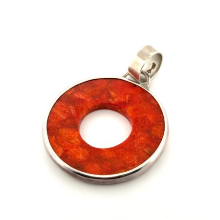 Silpada 925 Sterling Silver Round Sponge Coral Pendant 10.9g