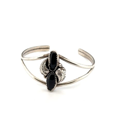 6” Black Onyx 925 Sterling Silver Cuff Bracelet 11.1g