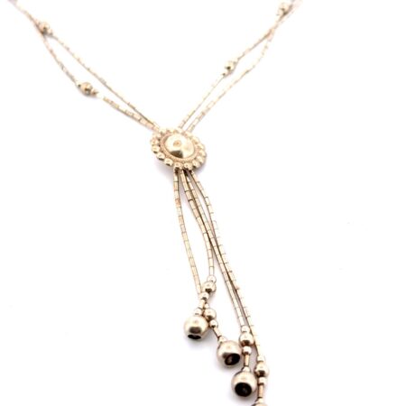 16-20” Liquid Silver 925 Sterling Silver Lariat Beaded Necklace 8.3g