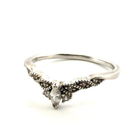 Size: 7 YGI 925 Sterling Silver Cubic Zirconia Contoured Band Ring 1.3g