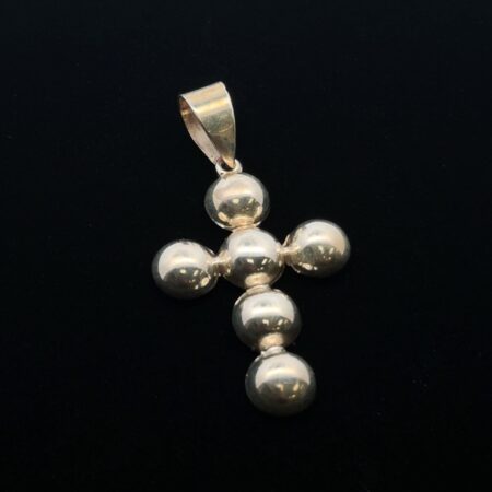 2.25” .925 Sterling Silver Beaded Cross Pendant, 5.5 Grams