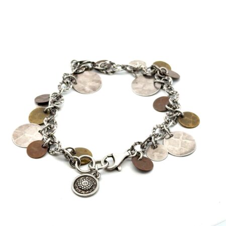 Silpada Retired Sterling Silver Mixed Metal Cha-Cha Bracelet #B1853, 17.6g