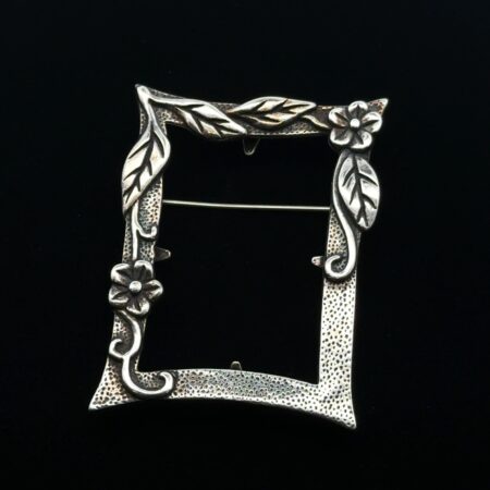 Vintage 925 Sterling Silver Belt Buckle Design Pin/Sash Pin, Floral/Leaf, 18.8g