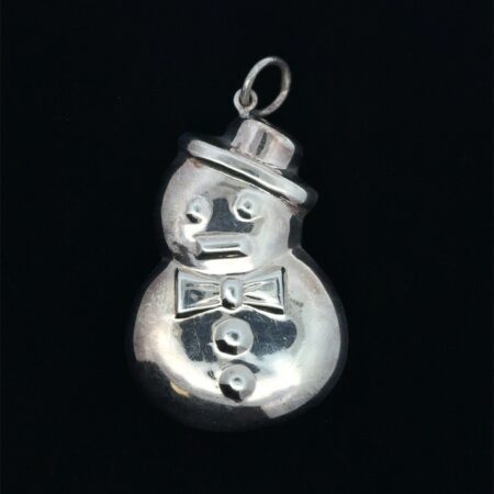925 Sterling Silver Large Puffy Snowman Pendant, 10.0g