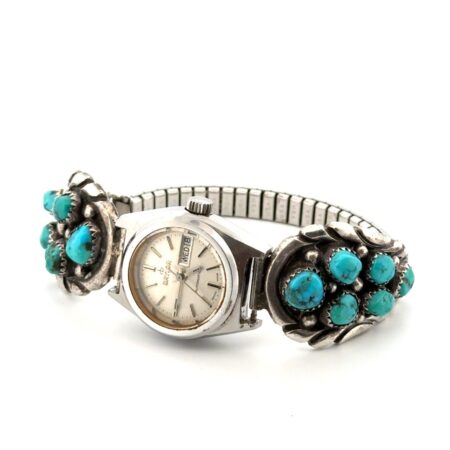 Vintage Baylor Automatic Wristwatch w/ 925 Sterling Silver Turquoise Bracelet