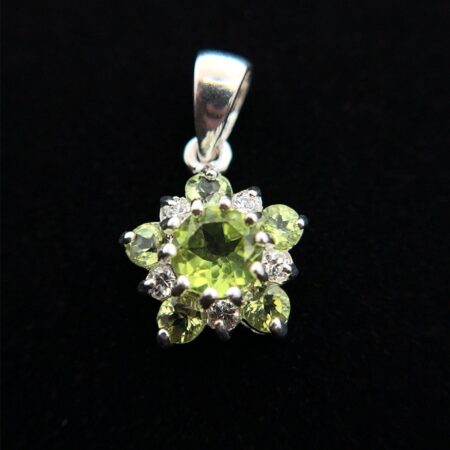925 Sterling Silver Peridot & CZ Pendant, 1.7g