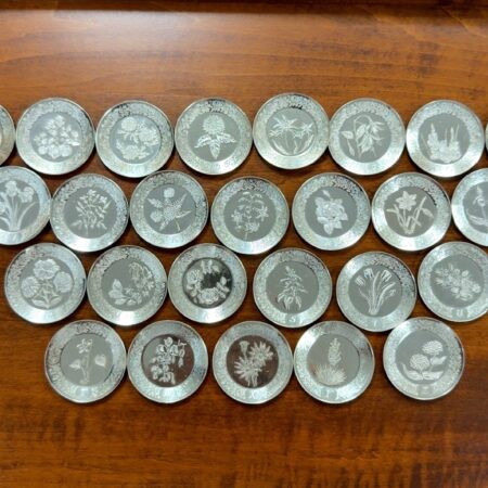 The Franklin Mint Floral Alphabet 925 Sterling Silver Mini Plate Collection 277g