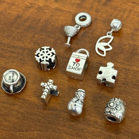 Mixed Lot Of 9 925 Sterling Silver Assorted Bracelets Charms, 22.6 Grams