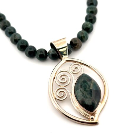 18-20” Jay King 925 Sterling Silver Green Agate Bead Necklace & Pendant