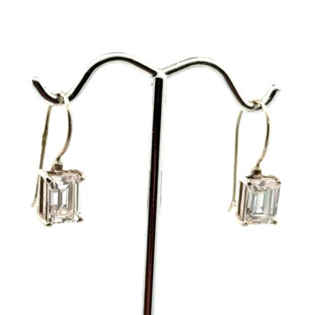 AT 925 Sterling Emerald Cut CZ Earrings, 2.9g